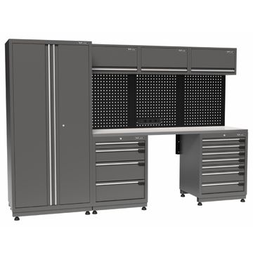 Kraftmeister Premium garage storage system Cambridge stainless steel grey