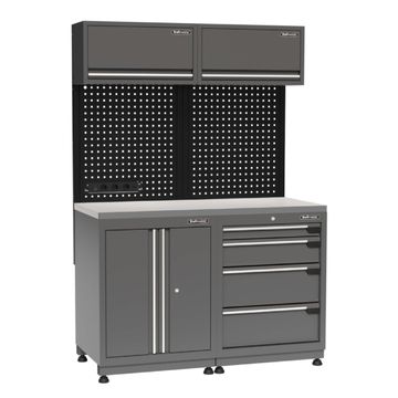 Kraftmeister Premium garage storage system Victoria stainless steel grey