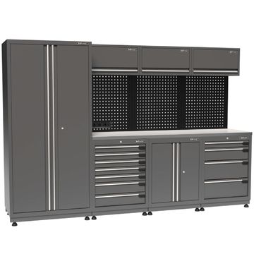 Kraftmeister Premium garage storage system Regina stainless steel grey