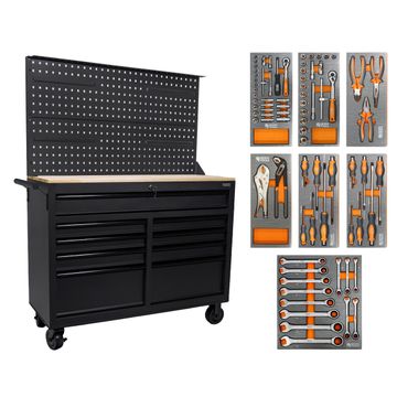 George Tools mobile workbench with black handles 117 cm black - filled 78-piece