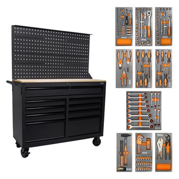 George Tools mobile workbench with black handles 117 cm black - filled 141-piece