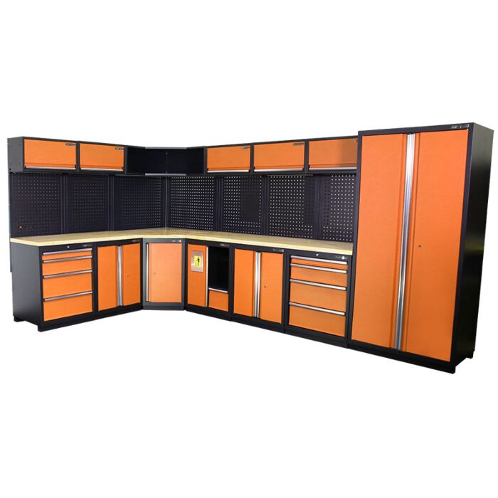 Kraftmeister Premium garage storage system Edmonton oak orange
