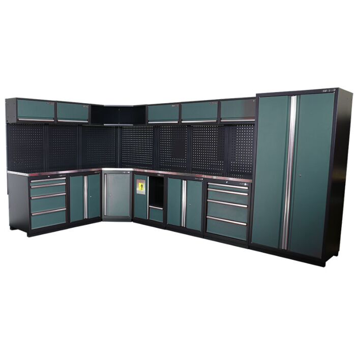 Kraftmeister Premium garage storage system Edmonton stainless steel green