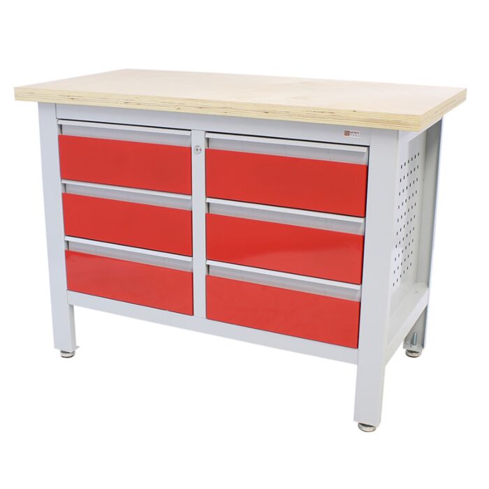George Tools Standard workbench 6 drawers plywood 120 cm red