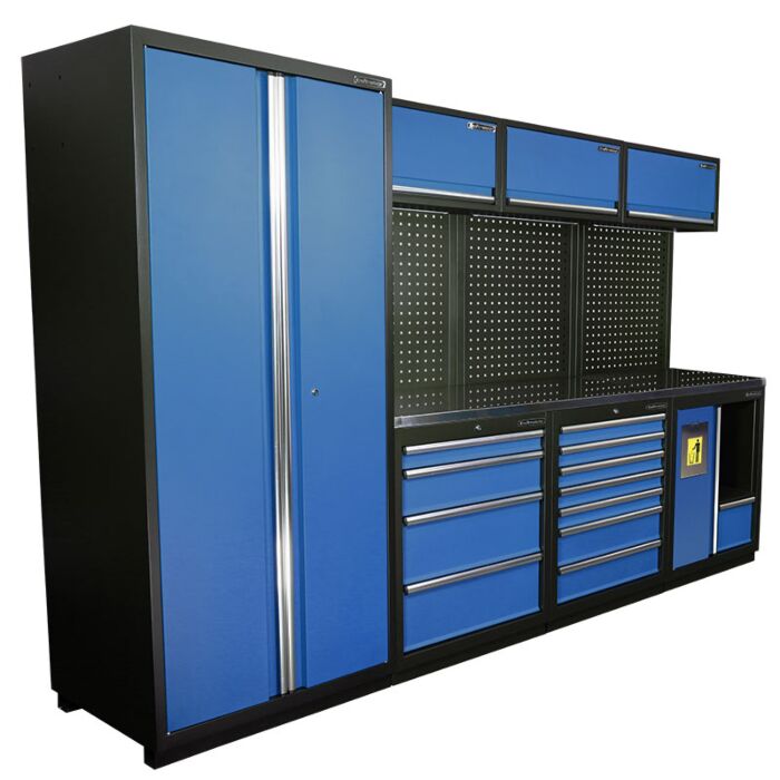 Kraftmeister Premium garage storage system Halifax stainless steel blue