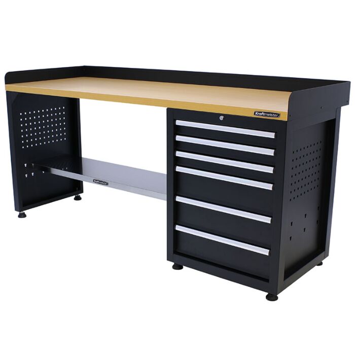 Kraftmeister Pro workbench 6 drawers MDF 200 cm black