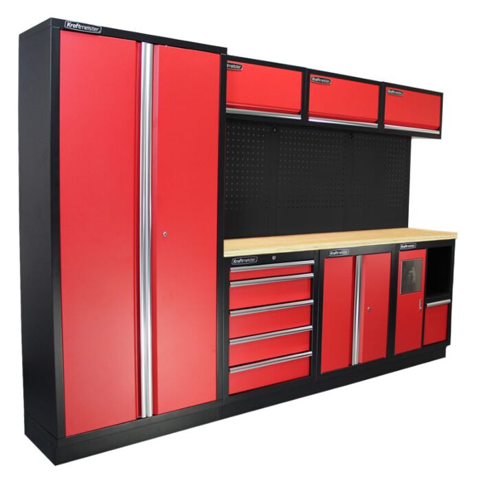 Kraftmeister Standard garage storage system Indiana plywood red
