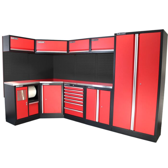 Kraftmeister Standard garage storage system Rhode Island stainless steel red