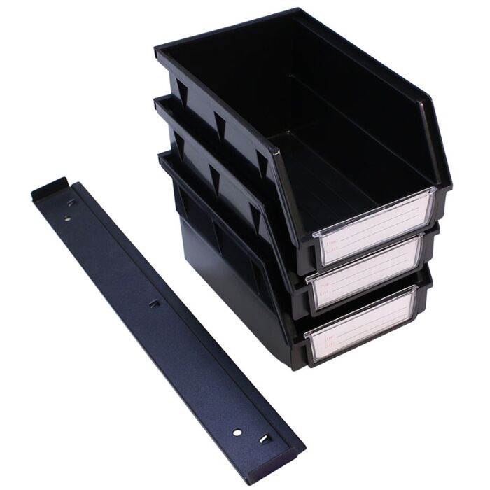 Kraftmeister storage bin set 22 x 14 cm with holder black