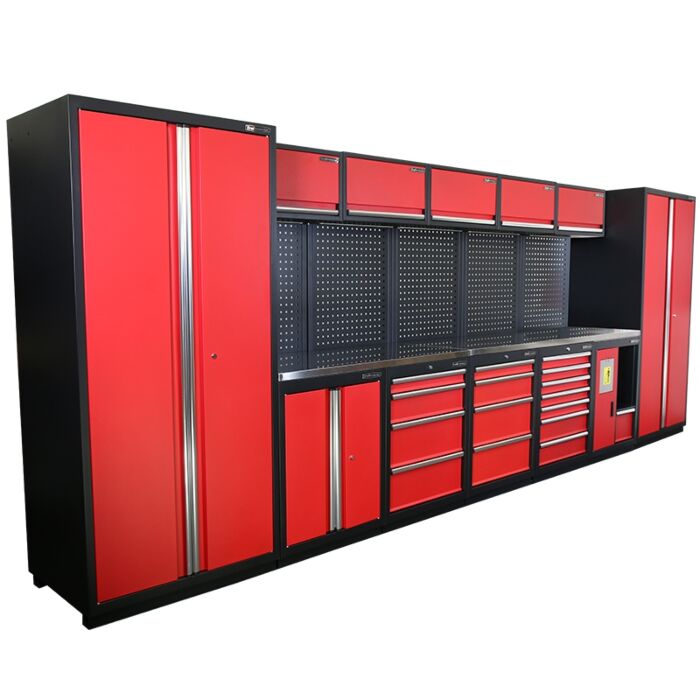 Kraftmeister Premium garage storage system Montreal stainless steel red