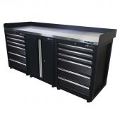 Kraftmeister workbench 12 drawers 2 doors Stainless Steel 200 cm black