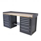 Kraftmeister workbench 12 drawers Oak 200 cm grey