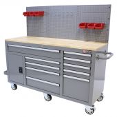 George Tools Mobile workbench 62 inch with 10 drawers grey