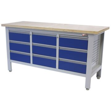 George Tools Standard workbench 9 drawers plywood 169 cm blue