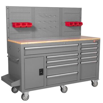 George Tools mobile workbench 157 cm grey - filled 156 pieces