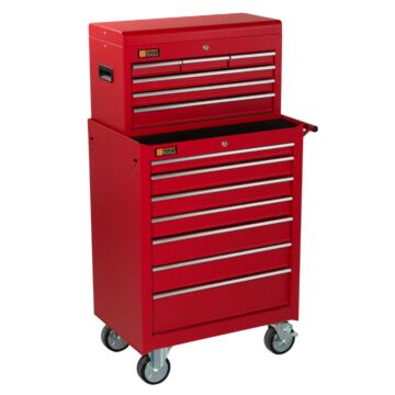 George Tools roller cabinet with tool chest 13 drawers red