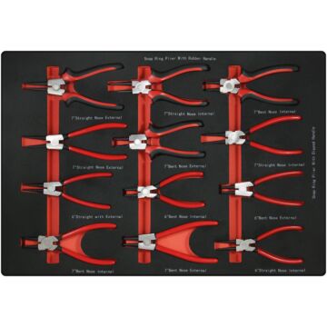 Tool drawer insert 15. Snap ring and circlip pliers set - 12 pieces